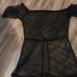 Fish net romper cover up